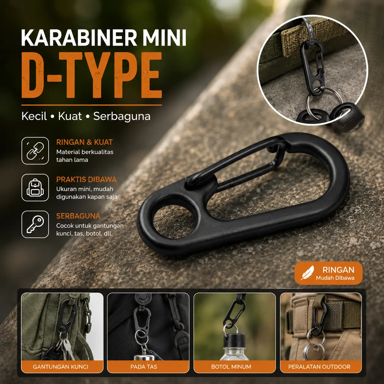 BerkahMall - Karabiner Outdoor EDC | Gantungan Kunci Pengait | Klip Tas Camping