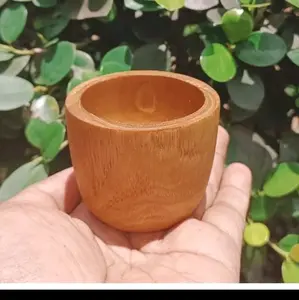 gelas sloki kayu, gelas kayu jati / gelas kayu kecil / gelas kayu 6cm