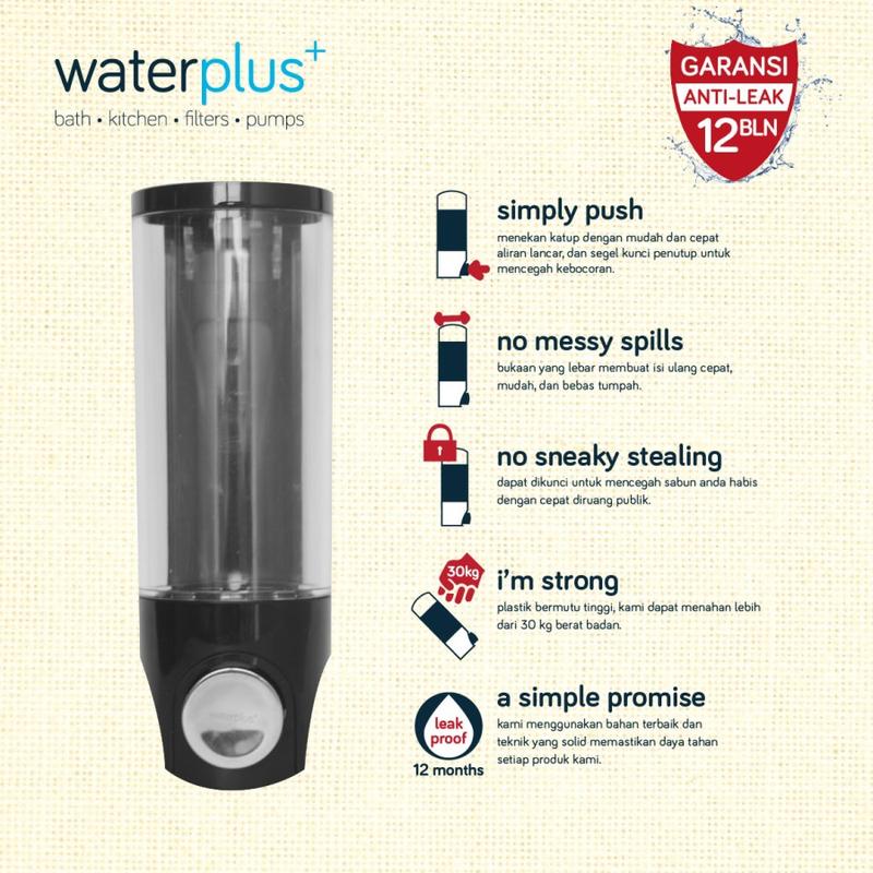 Dispenser Sabun WATERPLUS SPD 012BK Tempat Sabun Shampo Double Black 2
