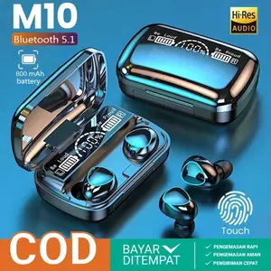 M10 TWS Wireless Bluetooth Earphone In Ear Headset Noise-Cancelling Bluetooth Headset 10D bass stereo HiFi HD LED Display Wireless Bluetooth earphones power bank Terbaru Termurahh