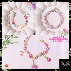 Gelang Mutiara Rainbow Lucu / Gelang Beads Murah / Gelang Korea Simpel Viral part 2