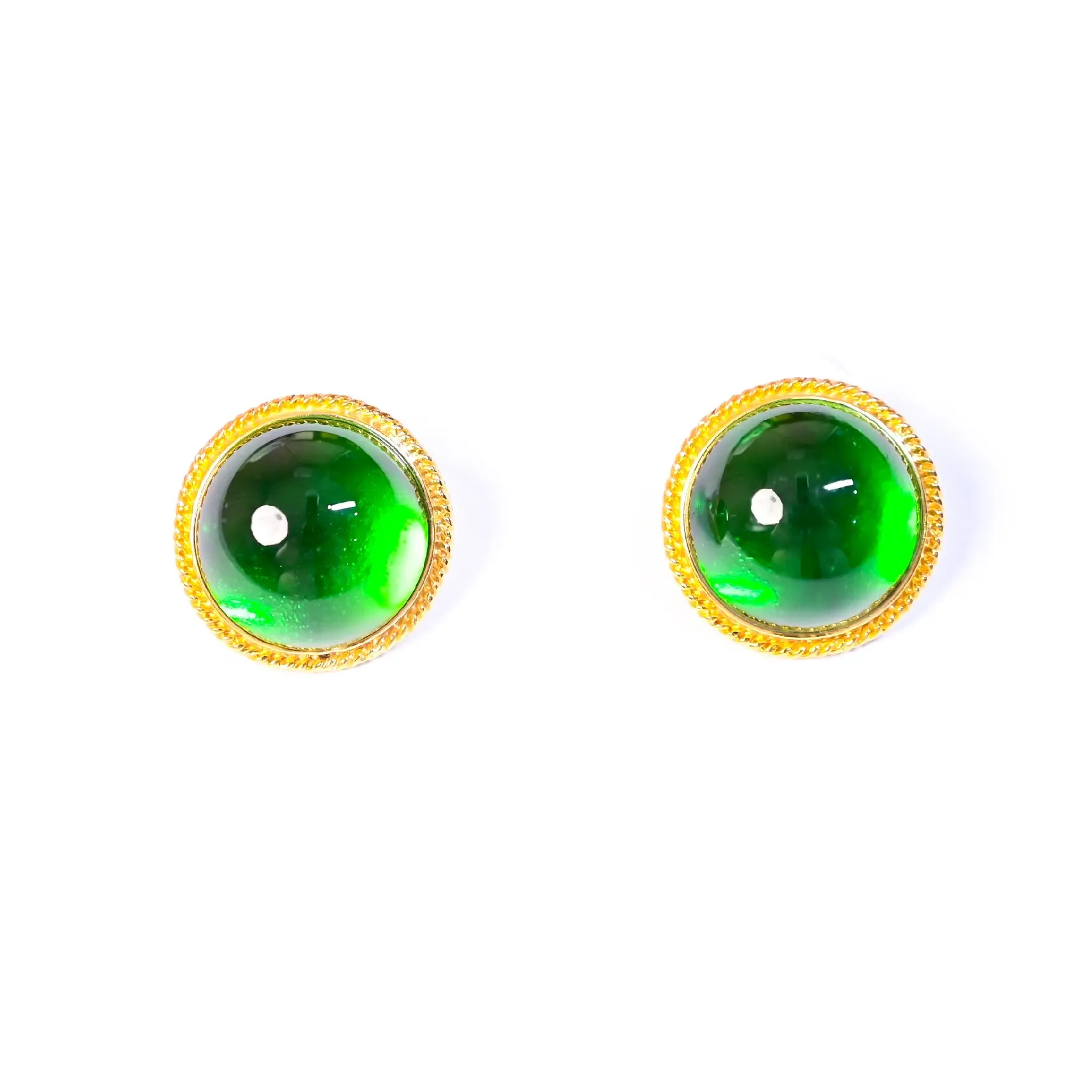 Popular Simple Round Green Cat Eye Cute Earrings