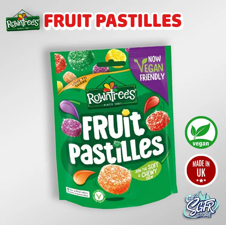 Rowntree's Fruit Pastilles 143g (Vegan) - Lemon, Strawberry, and Natural Flavors - Snack