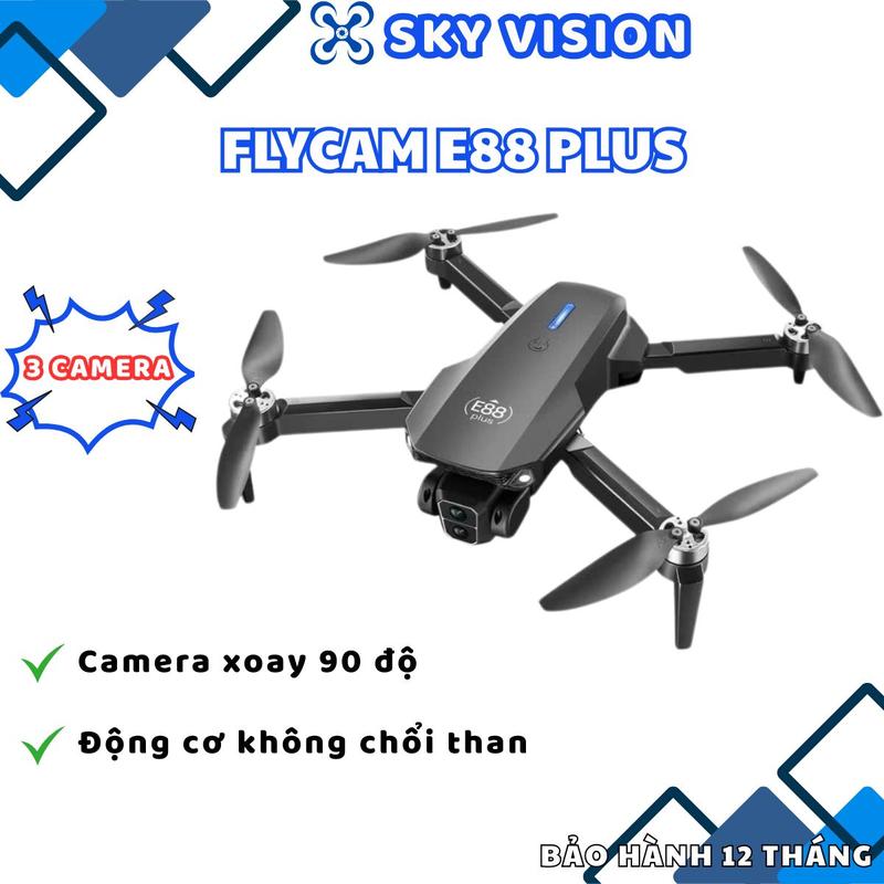 Máy bay camera flycam E88 plus mini giá rẻ cam xoay 90 độ flycam droneđiều khiển từ xa quay phim chụp ảnh