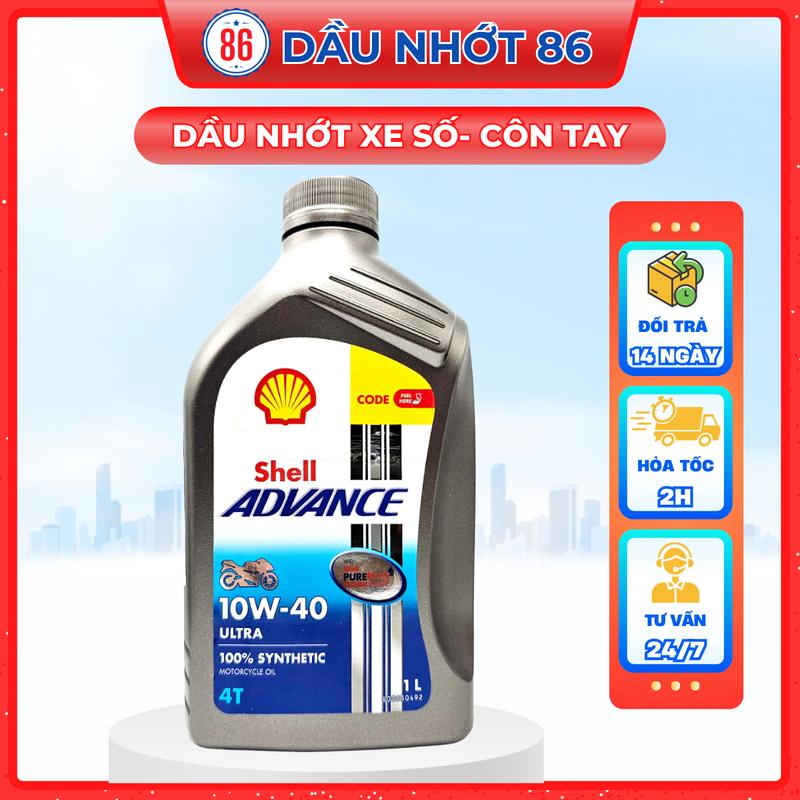 Shell Advance Ultra 10W40, tổng hợp 100% THAILAND - dầu nhớt cho xe máy, xe côn tay, exciter, winner, raider, độ ổn định trượt cao
