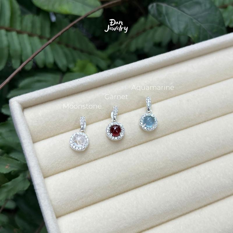 Dây chuyền nữ bạc 925 đá tròn Moonstone, garnet, aquamarine - Đan Jewelry - Dây chuyền Nguyệt quang - Xinh xắn, dễ thương DCNQ1 (Mua một, tặng một hộp đựng trang sức + nước rửa bạc miễn phí) 4