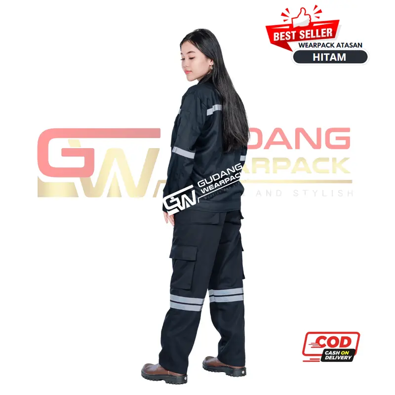Wearpack Stelan Lengan Panjang (Baju dan Celana) Warna Hitam Polos 5
