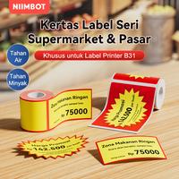 Gambar NIIMBOT B31/B3S Label Stiker Label Harga Label Makanan Label Penggumpalan Label Tahan Air - Putih 60x40mm dari Niimbot Official Shop Kab. Tangerang 1 Tokopedia