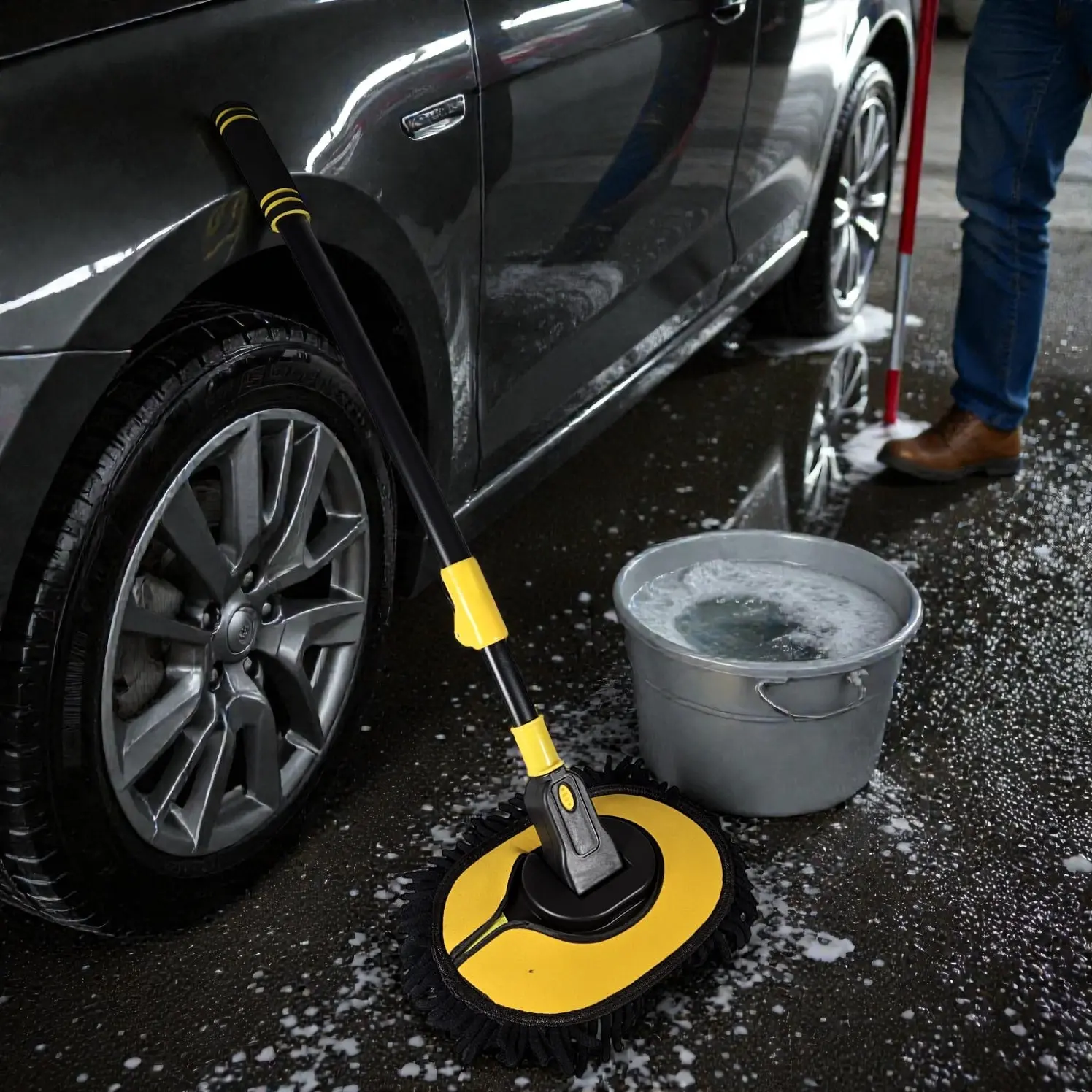 DEFOAM Kain Pel Pembersih Mobil Car Cleaning Brush Mop Flexible Handle - BQL-002