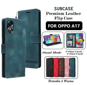 Case Untuk OPPO A17 model flip buka tutup casing standing ada tempat foto dan kartu juga tali hp