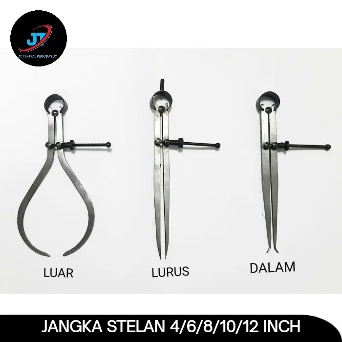 Jangka Bubut Stelan Lurus Dalam Luar Spring Caliper Inside Outside Divider 100-300 mm 4 5 6 8 10 12 Inch 0