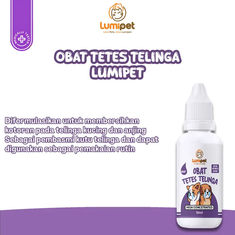 LUMIPET Tetes Telinga Pembersih & Penghilang Infeksi Radang Gatal dan Bau Tidak Sedap Kuping Kucing dan Anjing 3