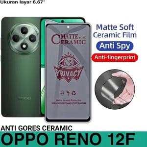 Anti Gores Untuk Oppo Reno 12F Ceramic Matte Privacy Anti Spy Screen Guard