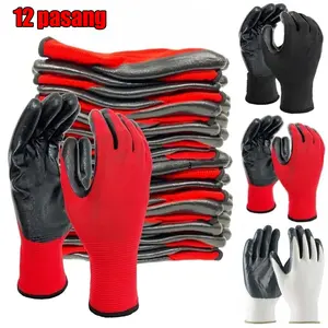 12 pasang Sarung Tangan Nitril Anti Potong Cut Resistance Gloves Sarung Tangan Safety