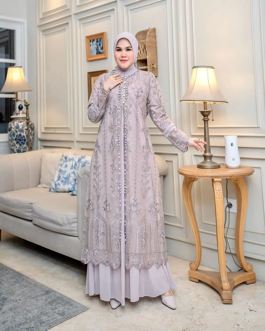 Safira Dress Ceruty Mix Brukat Viral OOTD Kondangan Hits Gamis Jumbo Dewasa Mewah Muslim Wanita Simple
