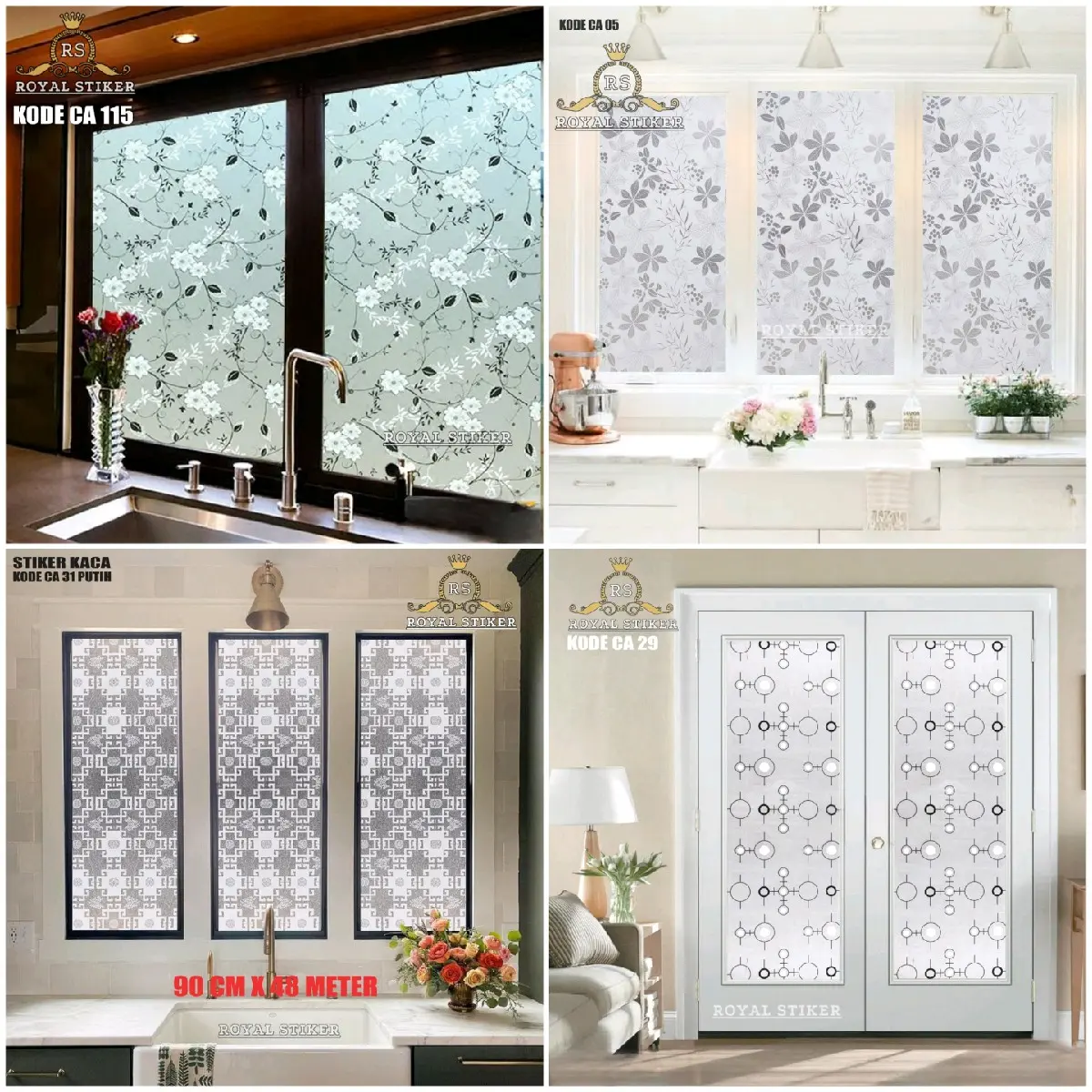 Stiker Kaca Sandblast Buram Es Sticker Variasi Jendela Rumah Kantor Gedung Hotel Ukuran L90cm Wallpaper