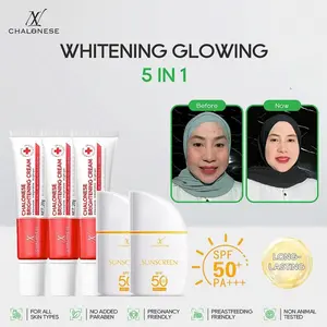 [CHALONESE] PAKET ANTI UV SET 1 5IN1 (3PCS WHITENING CREAM+2PCS SUNSCREEN) Membantu Melindungi Wajah dari Sinar Matahari dan Tidak Membuat Kering