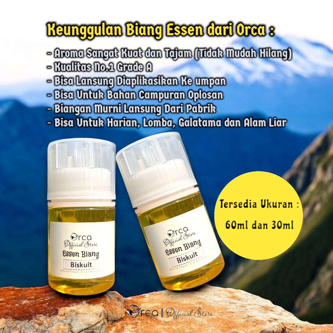 Orca Biang Essen BISKUIT Umpan Pancing Ikan Aroma Grade A Kualitas No.1 Kemasan 30ml dan 60ml Orca Biang Essen BISKUIT Umpan Pancing Ikan Aroma Grade A Kualitas No.1 Kemasan 30ml dan 60ml