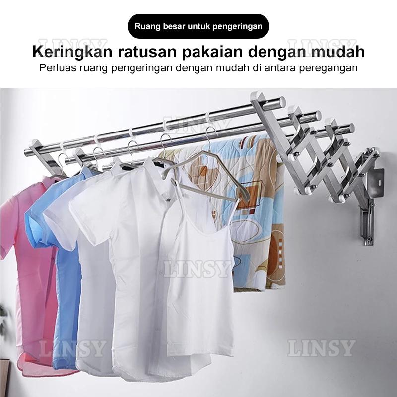 Ramadan Berkah  Jemuran Baju Tempel Dinding Jemuran Pakaian Lipat Stainless Stee Jemuran Tempel Dinding Multilayer Jemuran Pakaian Minimalis Jemuran Lipat Dinding 200CM Jemuran Dinding 304 Dari Stainless Steel Jemuran Pakaian Dinding rak