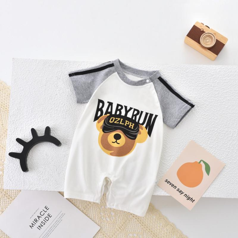 Bodysuit Ngắn Tay Cho Bé Trai Và Bé Gái, Áo Liền Quần Mùa Hè Mới Cho Trẻ Sơ Sinh 0-24 Tháng, 100% Cotton, Bảng Mỏng, Gấu Nhỏ Dễ Thương, Romper Jumpsuit Voi