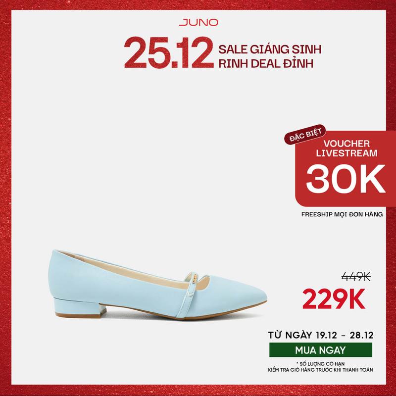 JUNO Giày Búp Bê Búp Bê Phối Quai Ngang Khóa Logo - BB03127