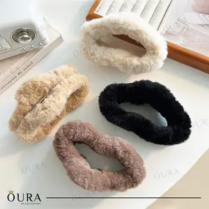 Jepit Rambut Wanita Bulu Jedai Bulu Halus Salon Aksesoris Rambut Wanita