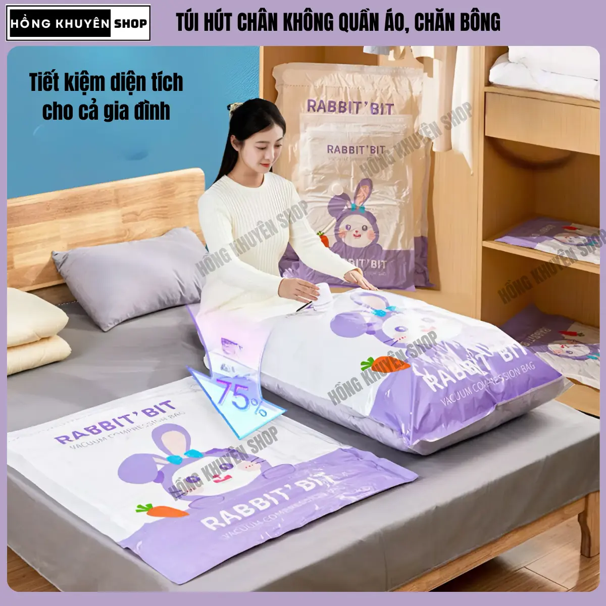 Túi Hút Chân Không Đủ Size Hút Gọn Chăn Bông, Quần Áo, Máy Hút Chân Không Quần Áo ( Có Bán Túi Lẻ) - 1