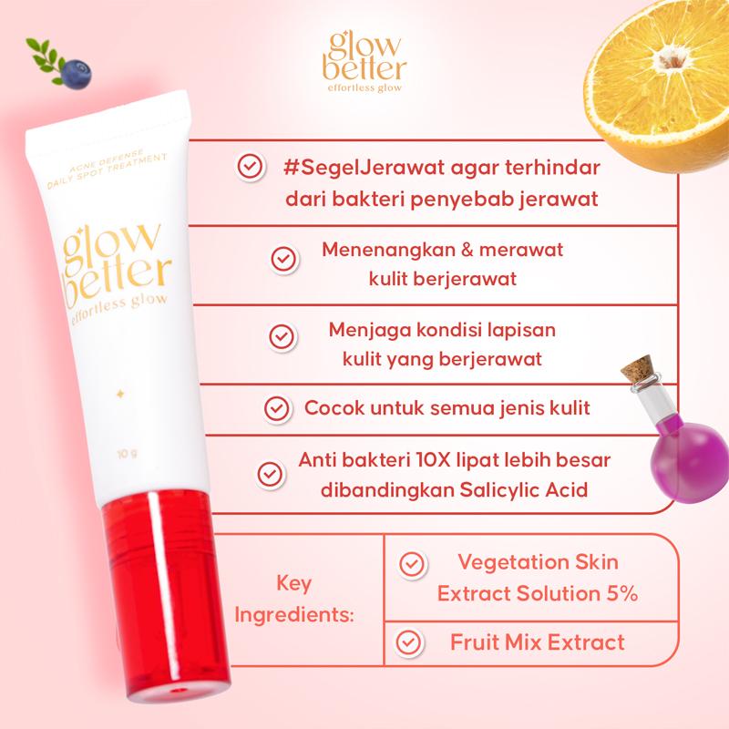 [FAHRY & NIZAR SPECIAL] Glow Better Acne Defense Daily Spot Treatment 10g Perawatan Gel Totol Jerawat Baik Untuk Kulit Berjerawat dan Kusam 2