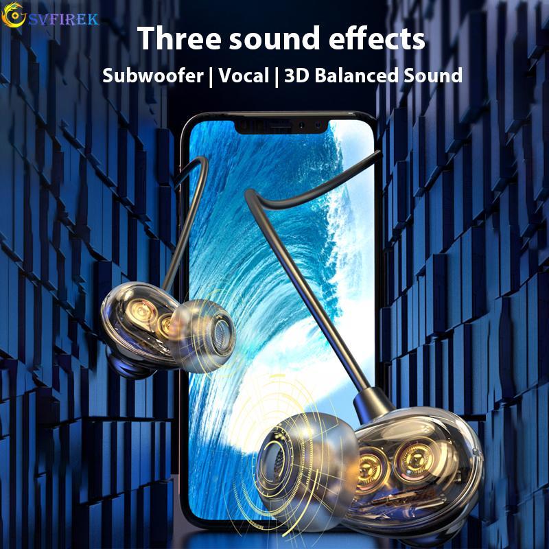 ROR - Tai nghe Bluetooth không dây đeo cổ, 4 loa, tai nghe bass, tai nghe thể thao, tai nghe không dây, giảm tiếng ồn thông minh, âm thanh nổi hai tai 9D, IPX5, chống thấm mồ hôi, thời gian chơi 100 giờ Nhét Tai Nghe Nhạc Earphone 4