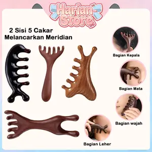 ( Harian-Store ) Sisir Pijat 2 Sisi Ujung Meridian H1130 Sisir 5 Cakar 2 Fungsi Penggaruk Hidung Gagang Panjang Terapi Kepala