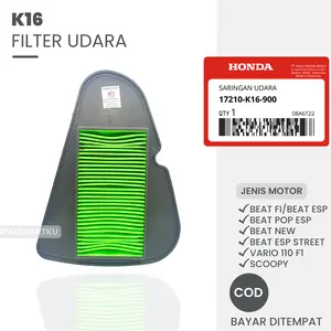 K16 FILTER UDARA BEAT F1, BEAT ESP, BEAT NEW, BEAT POP, BEAT STREET, VARIO 110 F1, SCOOPY/ SARINGAN/