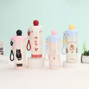 Tumbler Bottle Hot n Cold Stainless Steel 600ML / Botol Minum Cute Anak Dewasa Tali Handle SUS 316