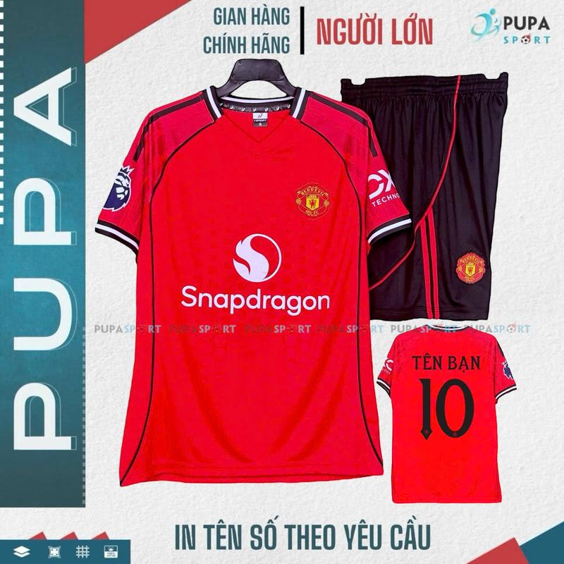 Bộ Đồ Đá Banh Hd, Mờ U 25/26 Mới - Màu Đỏ, Vải/Thun Lạnh/ Thun Mè Hàn Thoáng Mát Unisex Top Sport  Nam Quần Tập Thể Dục Quần Tập Thể Dục Áo Thun