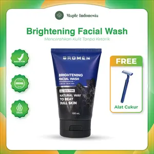 Bromen Brightening Facial Wash 100ml - Sabun Pembersih Wajah Pria Mencerahkan & Melembutkan Kulit Kusam Dengan Charcoal Aktif & Olive Oil