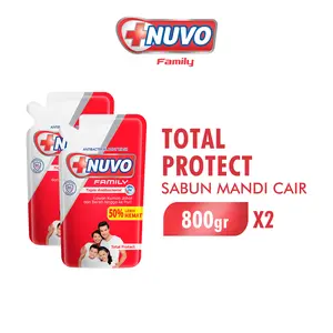 NUVO FAMILY Sabun Mandi Cair Total Protect Pouch 800 g x2