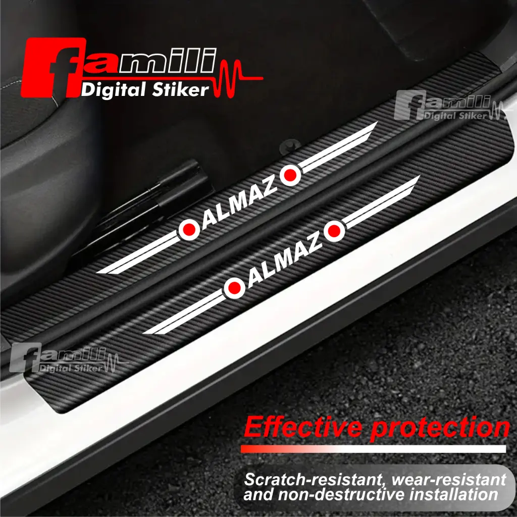 9pcs stiker carbon 3d wuling almaz cutting stiker pelindung pintu mobil dari pijakan kaki