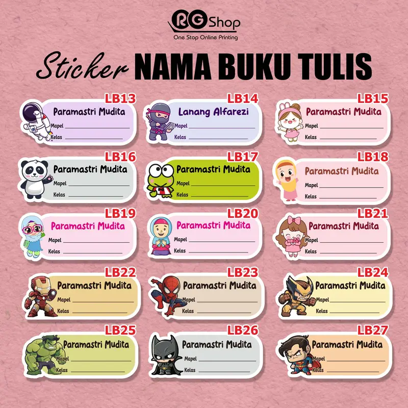 STIKER NAMA BUKU TULIS / MATA PELAJARAN / STIKER BUKU PELAJARAN 1