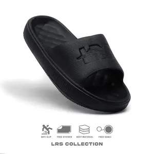 Sandal Lrs Sandal Slide Sandal Slop-Pillow Fire Black  Shoes Karet Sendal Selop Pria