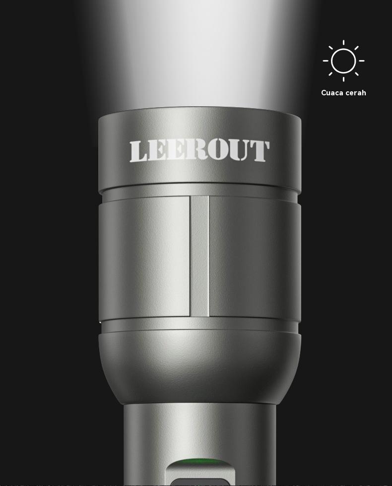 LEEROUT FlashlightSenter Terterang LED 1500 Lumen Super Terang Zoom TeleskopikDengan lampu peringatan Jangkau panjang