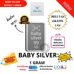 Baby Silver Fine Silver Bar Perak Batangan Asli Murni Logam Mulia Original 1 Gram