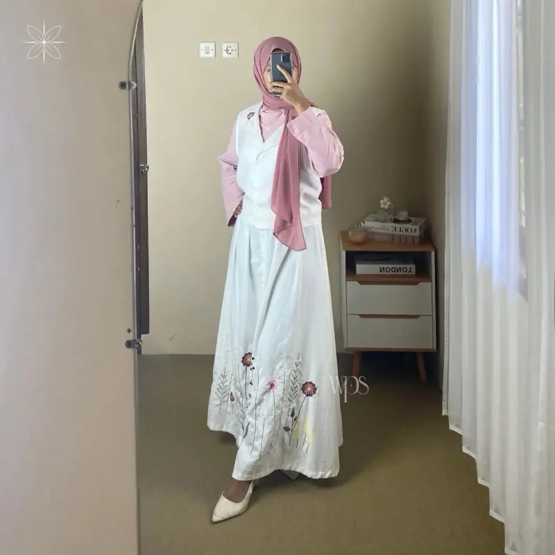 WPS Aster – Setelan Rok & Vest Linen Aesthetic Cewek Hijab Friendly 1