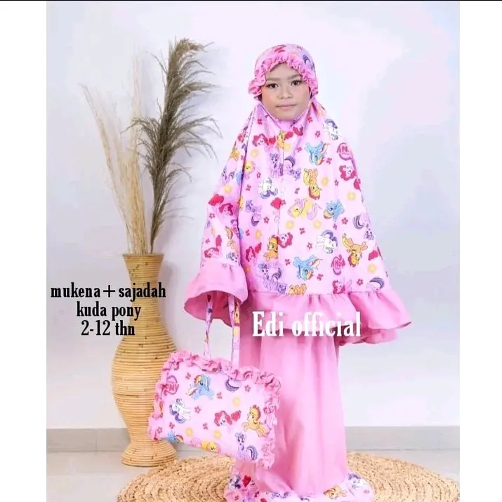 Mukena anak karakter terbaru termurah bonus tas+ sejadah usia 2-12 tahun Motif Muslim Sajadah Panjang Mukenah