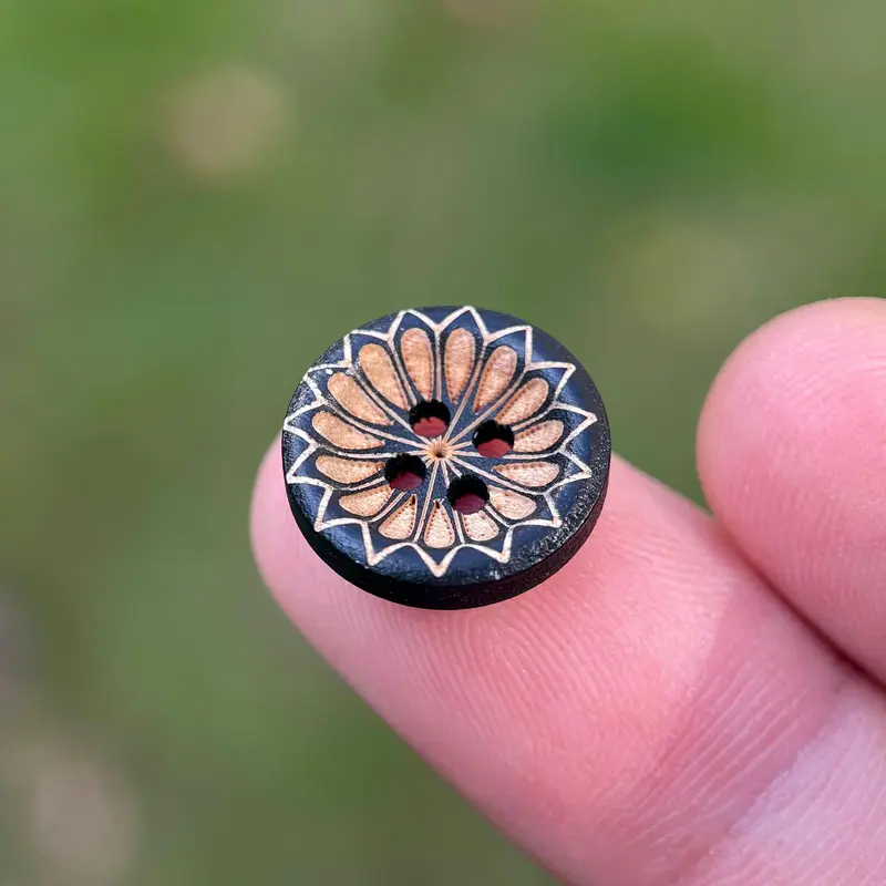 Nút áo sơ mi bằng gỗ, hoa sen, 15mm, 10 / 20 chiếc, thích hợp cho đồ may mặc và đồ trang trí Phật giáo Zen, cung cấp cho ngành dệt 2