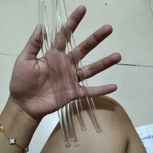 HOJI Sedotan / Sikat Sedotan Kaca Clear Bengkok/Lurus 18cm 20cm Sedotan Hitam Sikat Sedotan