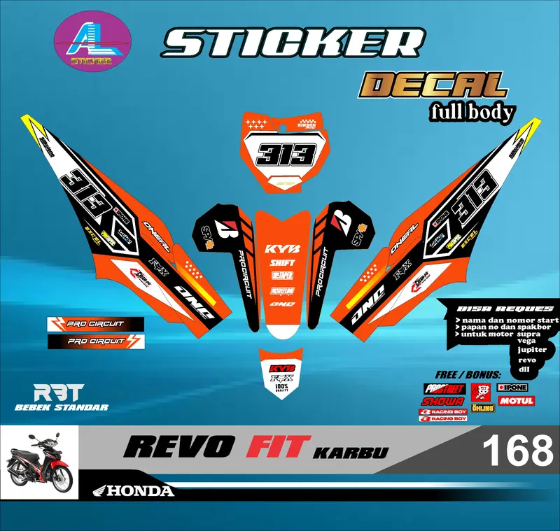COD Sticker STRIPING RBT DECAL REVO FIT KARBU FULL BODY RBT VEGA BEBEK MODIF SUPERMOTO YZ CRF KLX RBT new terbaru MOTOR TRABAS AL vol 168 0