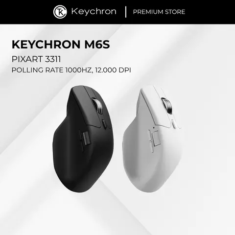 Chuột Không Dây Công Thái Học Keychron M6S Wireless Bluetooth PixArt3311 12000DPI 1000Hz Chính Hãng