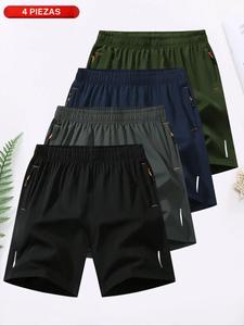 Shorts para Hombre con Bolsillo con Cierre, Cómodos y Transpirables para Uso Diario, Shorts Casuales para el Verano