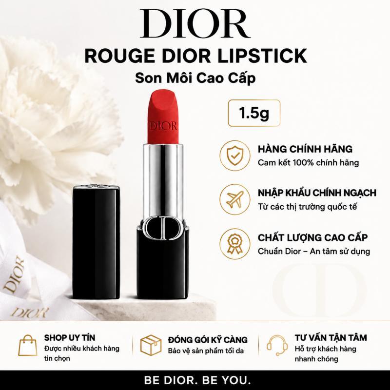 DIOR 1.5g Mini Rouge Lipstick New Collection Blue Gold Case Smooth Texture Long Wear Lip Color Makeup