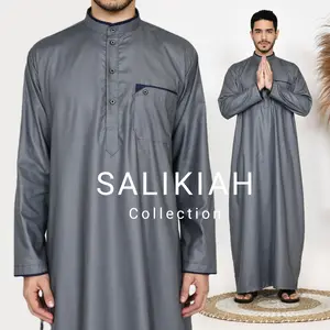 Jubah Gamis Pria Dewasa Toyobo Fodu muslim hitam  putih  katun