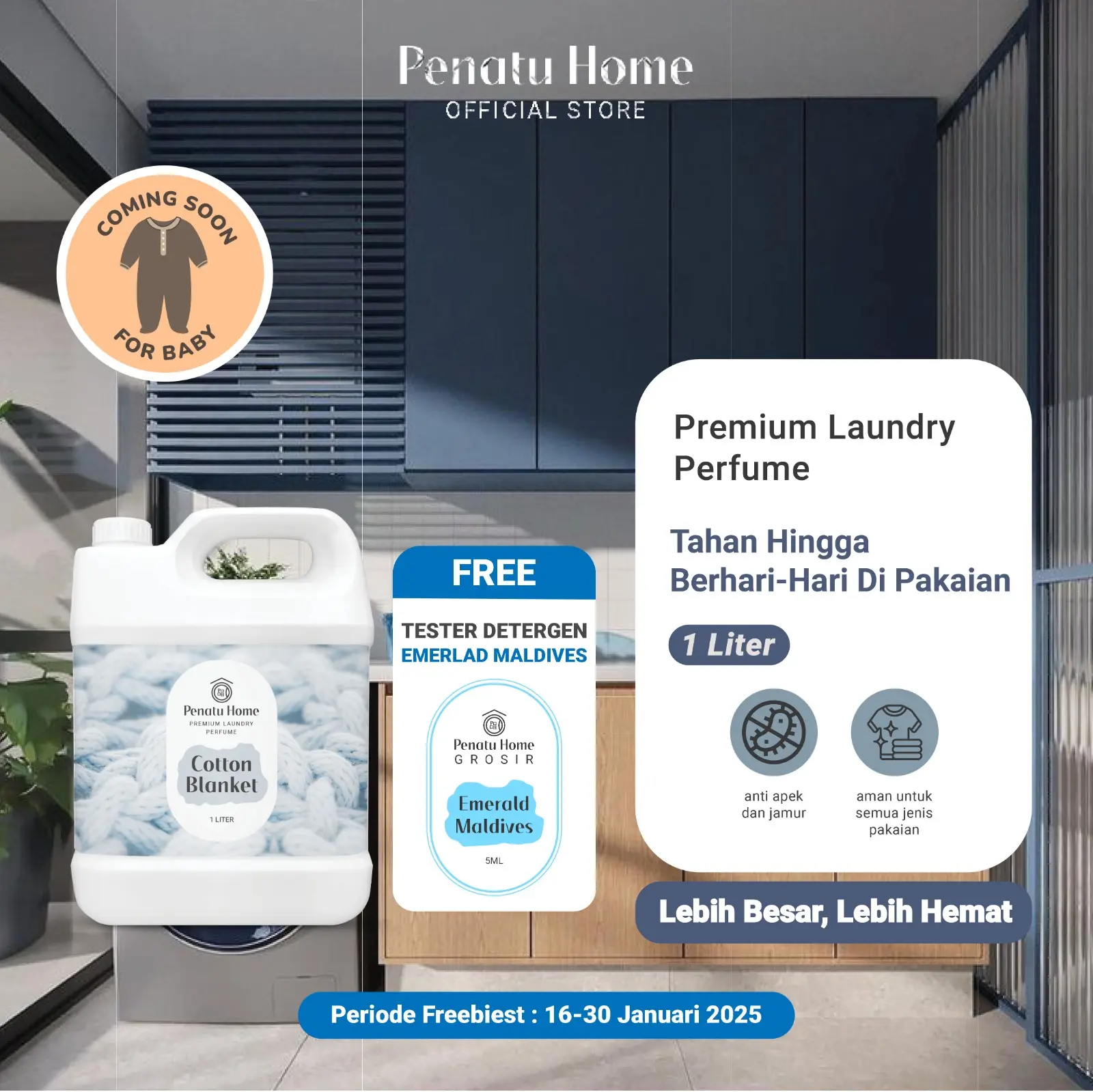 Parfum Laundry Premium Penatu Home - Cotton Blanket Jirigen 1L